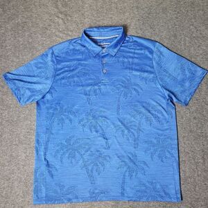 Tommy Bahama IslandZone Performance Men's Size M Golf Polo Blue Palm Tropical